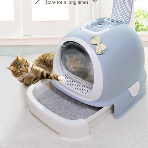 Fully Enclosed Cat Litter Basin Deodorizing Cat Excrement Basin Cat Toilet Litter Anti-splash Large Litter Basin Cat Supplies