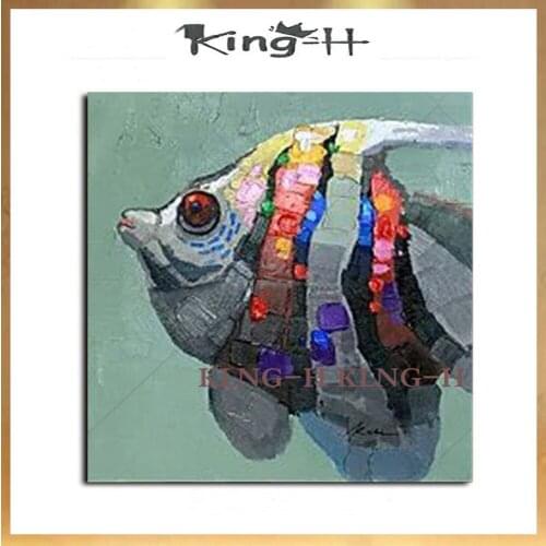 Pintura al óleo de pez Animal única pintada a mano de alta calidad envío gratis en lienzo pintura abstracta de lienzo de peces p