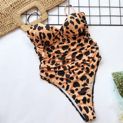 Sexy One Piece Women Swimsuit Bathing Suit Bandage Leopard Beach Swim Wear Swimwear Swimming Suit For Women Bikini Badpak 2020
