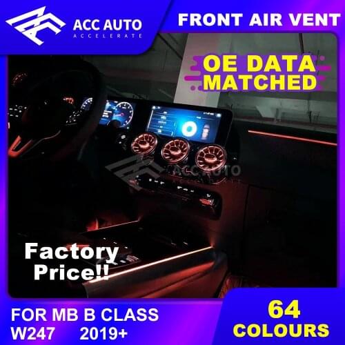 Front Air Vent for Mercede Ben B Class W247 64 Colors LED Turbine Ambient Light Car Air Condition Vent Decoration