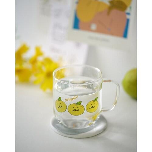 Three orange cup glasses ins wind cute cartoon childrens breakfast milk cup creative shake cup