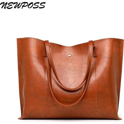 Waxing Leather bucket bag Simple Double strap handbag shoulder bags For Women 2020 All-Purpose Shopping tote sac bolsa feminina