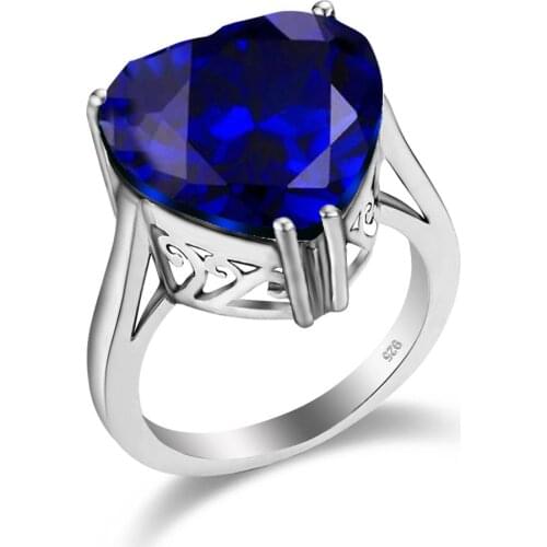 Szjinao Genuine Blue Sapphire Ring For Women 925 Sterling Silver Heart Rings Wedding Engagement Exclusive Ladies Jewelry Anillos