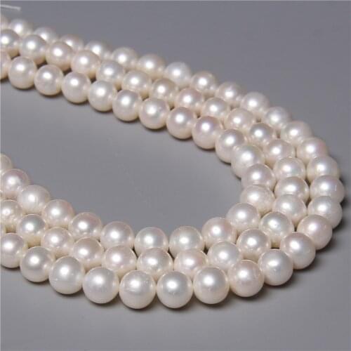 Fine Elegant AA 100% Natural Freshwater Pearl White Round Beads Loose Pearls For Jewelry Making DIY Bracelet Necklace 8-9mm 14