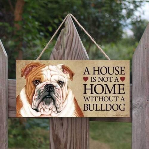 Garden Decor Door Hanger A House Is Not A Home Without A Bulldog Wood Sign Hanging Plaque Window Decoration Wooden Pet Tag