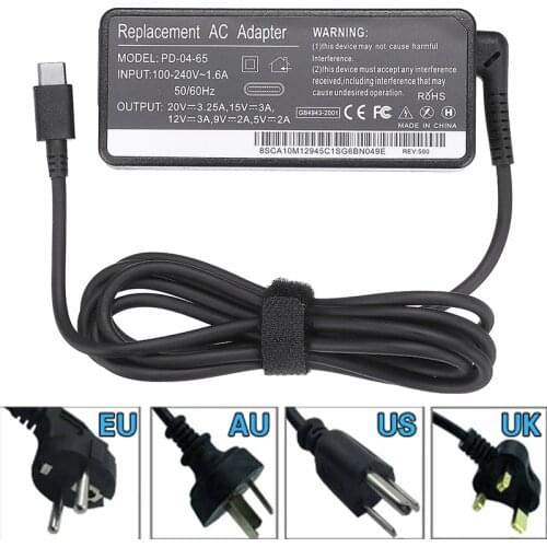 65W 20V 3.25A Type-C USB-C Laptop Charger AC Power Supply Adapter Compatible NoteBook For L-enovo Dell Xiaomi Air HP Sony Power