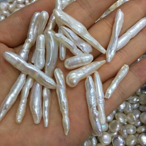 New 1PC Natural Freshwater Pearl Toothpick Shape Pearl for Making DIY Jewelry Necklace Accessories Size 5x10-8x30mm