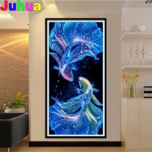 Goldfish DIY 5D full drill Diamond painting mosaic blue fish diamond embroidery diamond stitch home decor nordic needlework art