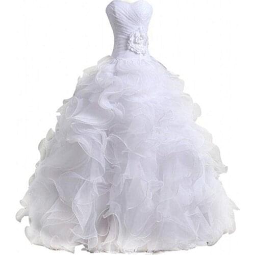 2020 White Fashion Wedding Dresses Organza Wedding Gown Palace Wedding Dress