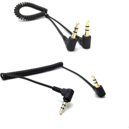 3.5mm Dual Right Angled 90 degree Stereo Audio Male to Male Audio Stretch Spring Shape Cable