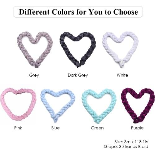 3Meters Baby Crib Bumper Knotted Braided Bumper Handmade Soft Knot Pillow Pad Cushion Nursery Cradle Decor Crib Protector Cotton
