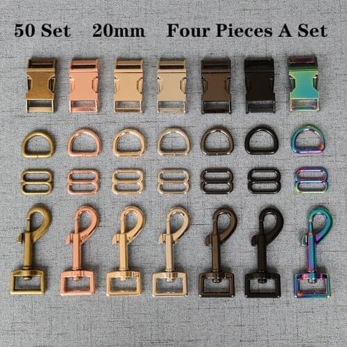 50 Sets 20mm Metal D Ring Snap Hook Adjustable Release Buckle Environmental High Quality handbags DIY Accessories