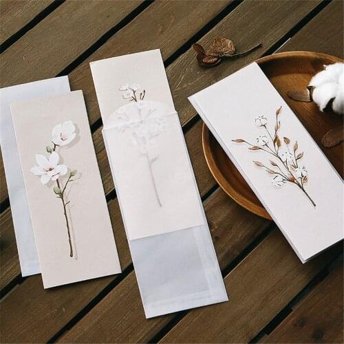 6pcs/pack Fresh Flower Sweet Translucent Envelopes Wedding Invitation Card Paper Handmade Greeting Card Letter Writing Set