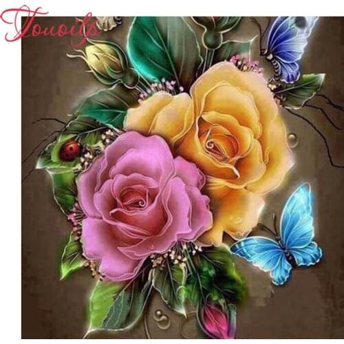 Diamond embroidery full DIY Beautiful Pink & Yellow Rose 5d Diamond painting Cross Stitch Mosaic craft stickers Home Decorative