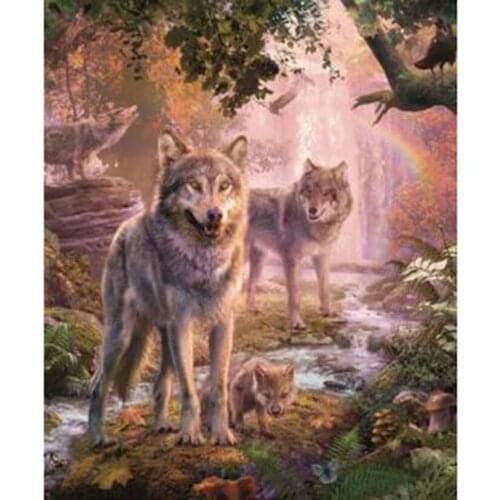 5D DIY Diamond Painting Square/Round Diamond Animal Painting Forest Wolf Picture Cross Stitch Furniture Decoration Gift WG2895