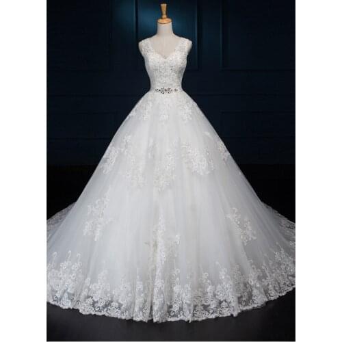 Vestido de noiva Ball Gown bridal Princess Lace Appliqued vintage Chapel Train real photo mother of the bride dress