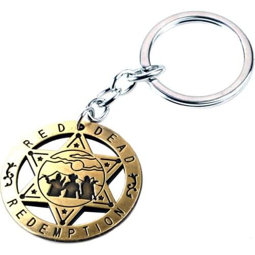 Freeshipping West Cowboy Game Red Dead Redemption 2 Rope Chain Keychain Rockstar SHERIFF Cosplay Keyrings Car Bags Llaveros Gift