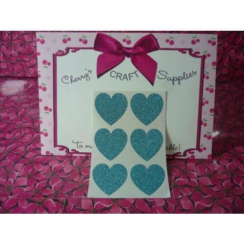 3.8cm Glitter Turquoise Heart Stickers