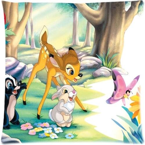 Bambi Print Pillow Case DIY Pillow Cover Decorative Pillowcase For Sofa Chair Cushion Cover 45x45cm Home Decor