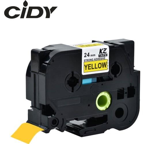 CIDY 2pcs Compatible Strong Adhesive 24mm Tze-S651 TZ-S651 Black on Yellow for Brother P-touch Label Printer TZ S651 TZE S651