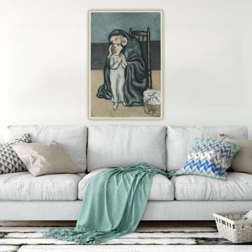 Citon Pablo Picasso《Motherhood,1901》Canvas Oil Painting Artwork Poster Decorative Picture Wall Decor Home Living Room Decoration