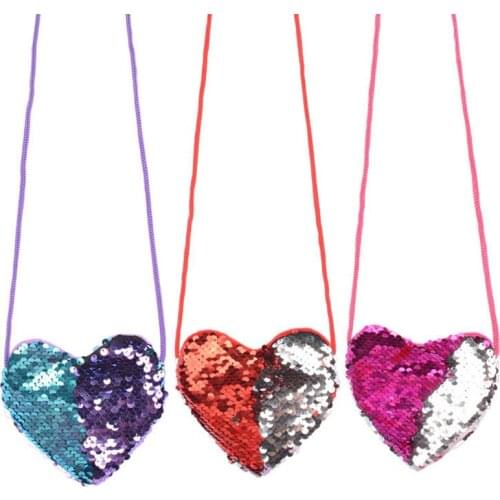 Cute Sequins Loving Heart Kids Shoulder Coin Bag Baby Girls Mini Messenger Bag Cartoon Boys Small Coin Purse Children Handbags