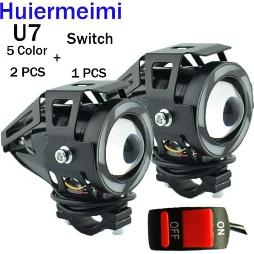 Motorcycle Headlights LED 12V 125Wsuper bright motorbike spotlights moto Fog spot lights Auxiliary Work lights Lamp U7 5Colors