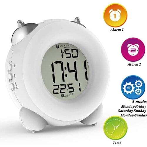Loud Alarm Clock Non Ticking Bedside Battery Powered with Snooze Dual Alarm Night Light for Heavy Sleepers