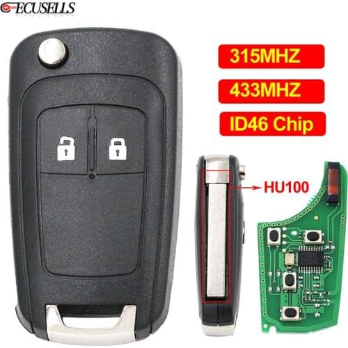 2 Button Remote Car Key 315Mhz 433Mhz ID46 Chip HU100 for Opel Vauxhall Adam Astra J Cascade Corsa E Insignia Karl Mokka Zafira