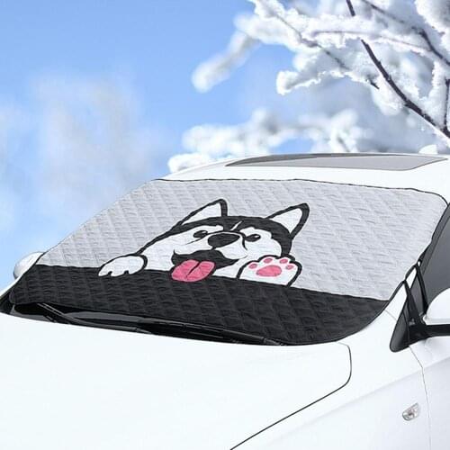 Creative Cute Automobile Nylon Sunshade Cover Pet Dog Dinosaur Anime Windshield Snow Sun Shade Waterproof Dustproof Protector