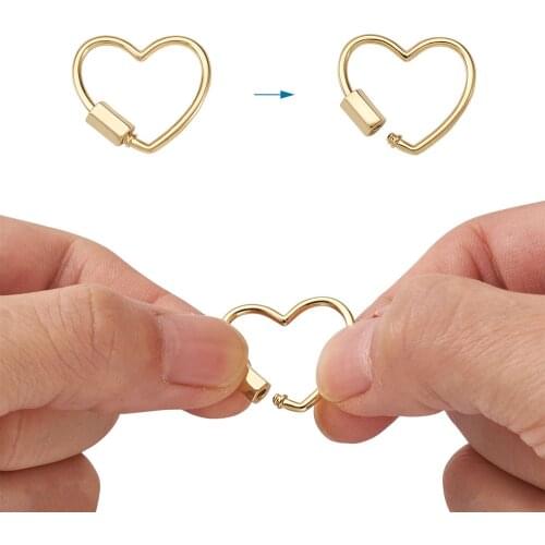 Brass Screw Carabiner Lock Charms Mixed Shapes Real 18K Gold Plated Necklaces Keychains Making Findings Accessories for Jewelry