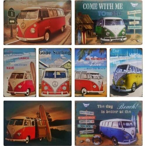 Camper Transporter Metal Tin Sign Decor Pub Home Door Vintage Wall Art Poster Plaque 30x40cm