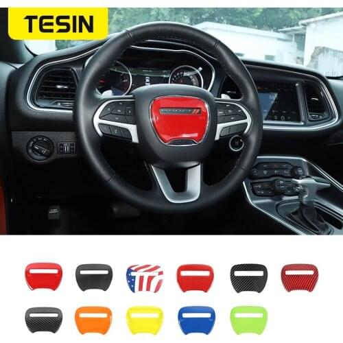 TESIN Interior Mouldings For Dodge Challenger 2015+ Car Steering Wheel Decoration Cover Stickers For Charger 2015+ Accessories