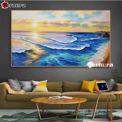 Seascape Modern art Diy diamond mosaic Sea wave 5D Diamond Painting Full Square Diamond Rhinestones Handicraft Scenery Decor