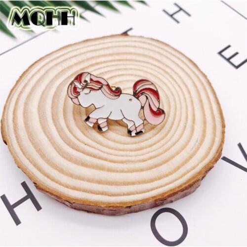 Cartoon Animal Horse Color Stables Fun Enamel Alloy Brooch Badge T-shirt Bag Pin Sweet Accessories Jewelry Gifts For Kid