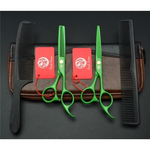 1023Z 5.5'' 4Pcs Set Purple Dragon Green Color Factory Price Hairdressing Scissors Cutting Scissor Thinning Shears Hair Scissors