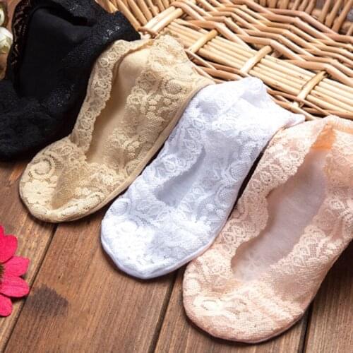 Summer Invisible Boat Socks Hot Sale Anti Slip Sock Non-slip Silica Gel Sock Girl Women Cotton Sole Anti skid Lace Boat Socks