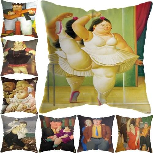 Q Version Fat Girl Figure Picture Pillowcase Pillowslip Cartoon Figure Pillow Cover Sofa Bedroom Office Car Seat Home Decoration