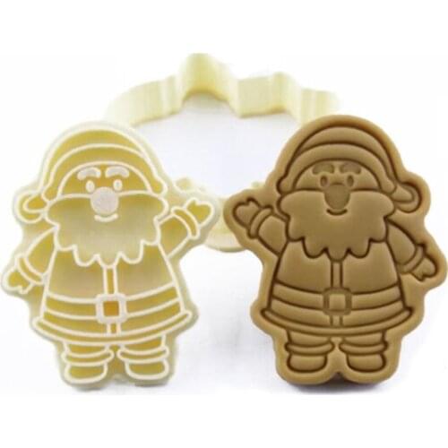 Christmas Santa Claus Shape 3D Pressable Stamped Embossed Biscuit Cookie Cutters Mold Kitchen Bakeware Tool High Quality Cute