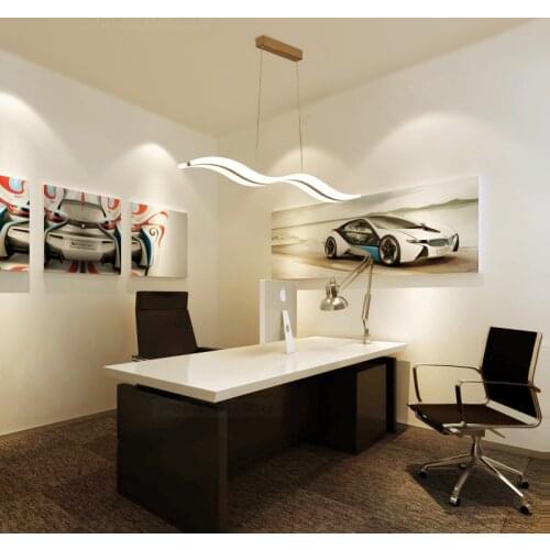 Modern Acrylic Wave Pendant Lights Home Deco Kitchen Hanging Lamps for Living Room Pendant Dining Room Office LED Light Fixtures