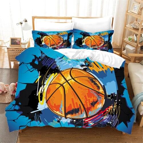 Sport Series Pillowcases Soft 3D Printing Basketball Duvet Cover Bedding Sets Home Textile Boys Like