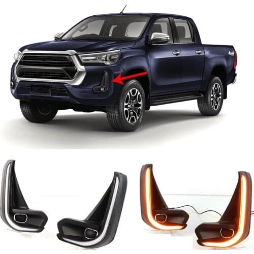 Car LED DRL Daytime Running Lights Daylight Fog Lamp Decoration Turn Signal for Toyota Hilux Revo 2020 2021