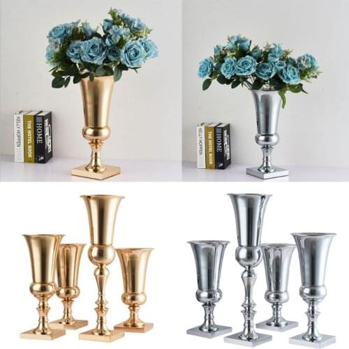 T21D Large Luxury Stunning Silver Iron Luxury Flower Vase Urn Wedding Table Centrepiece