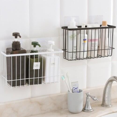 Large-capacity wall-mounted wrought iron storage rack kitchen bathroom hanging basket sink organizer ZP7131536