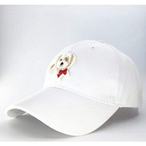 Curly Bichon Embroidery Cotton Baseball Cap Hip-hop Cap Adjustable Snapback Hats for Men and Women 270