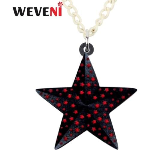 WEVENI Acrylic Christmas Black Star Shape Necklace Pendant Chain Fashion Festival Jewelry For Lady Girl Charms Gift New Hot Sale