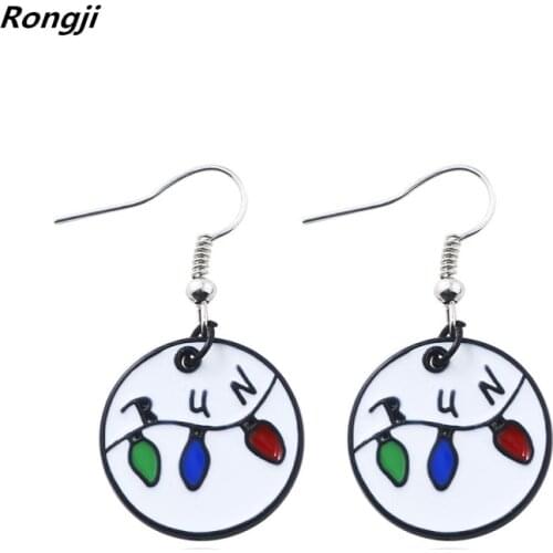 Rongji jewelry Stranger Things Letter RUN earrings charm fashion jewelry men women Gift