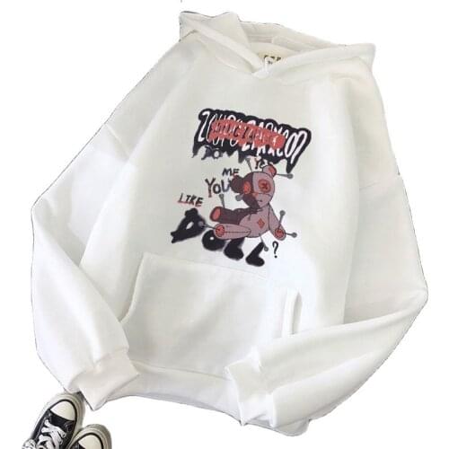Goth style cartoon cute Rabbit Devil letters print pink Hoodie women 2021 winter Kawaii girl Harajuku tops худи толстовка
