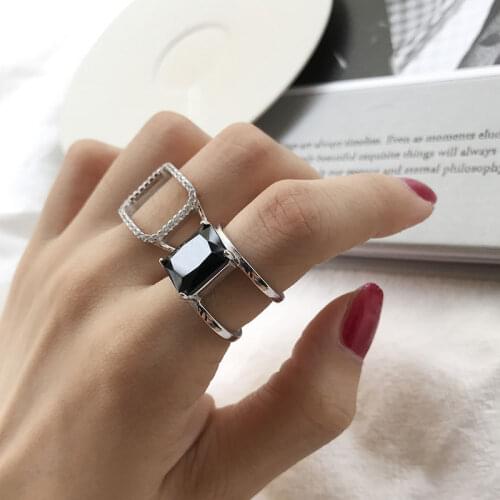 Elegant Quality 925 Rings Adjustable US Fashion Zircon Geometry Ring 925 Sterling Silver Ring for Women 925 Jewelry