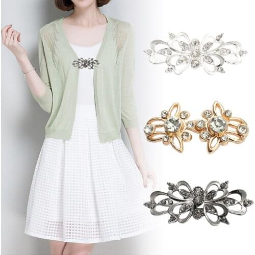 1pc Cardigan All-Match Clips Clasp Crystal Shawl Blouse Sweater Chain Cloth Shirt Collar Holder Clip Accessories High Quality